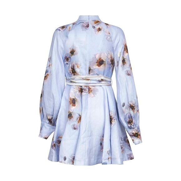 Zimmermann Women Lilac Poppy Print Linen Hypnotic Mini Dress